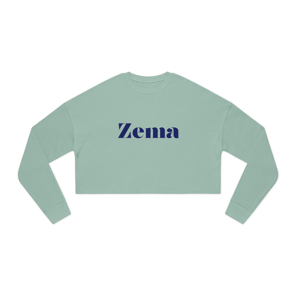 Cropped Sweatshirt — 'Zema' Navy Logo on Mint Green