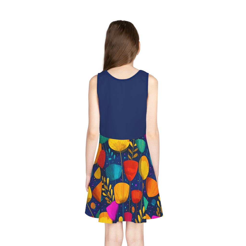 ZEMA Girls Floral Sundress — Bright Poppy Print Dress