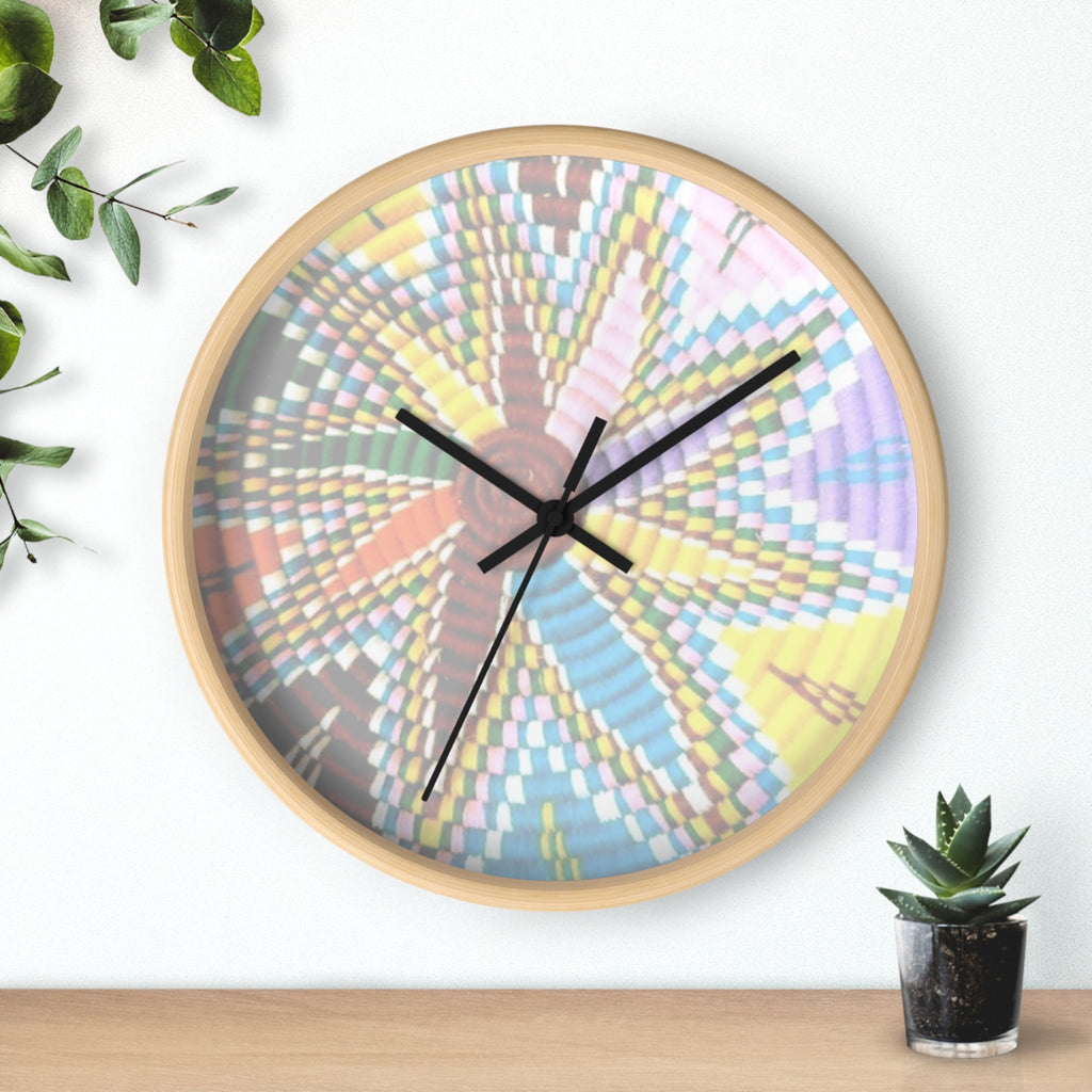 Pastel Kaleidoscope Wall Clock — Retro Geometric Spiral Timepiece