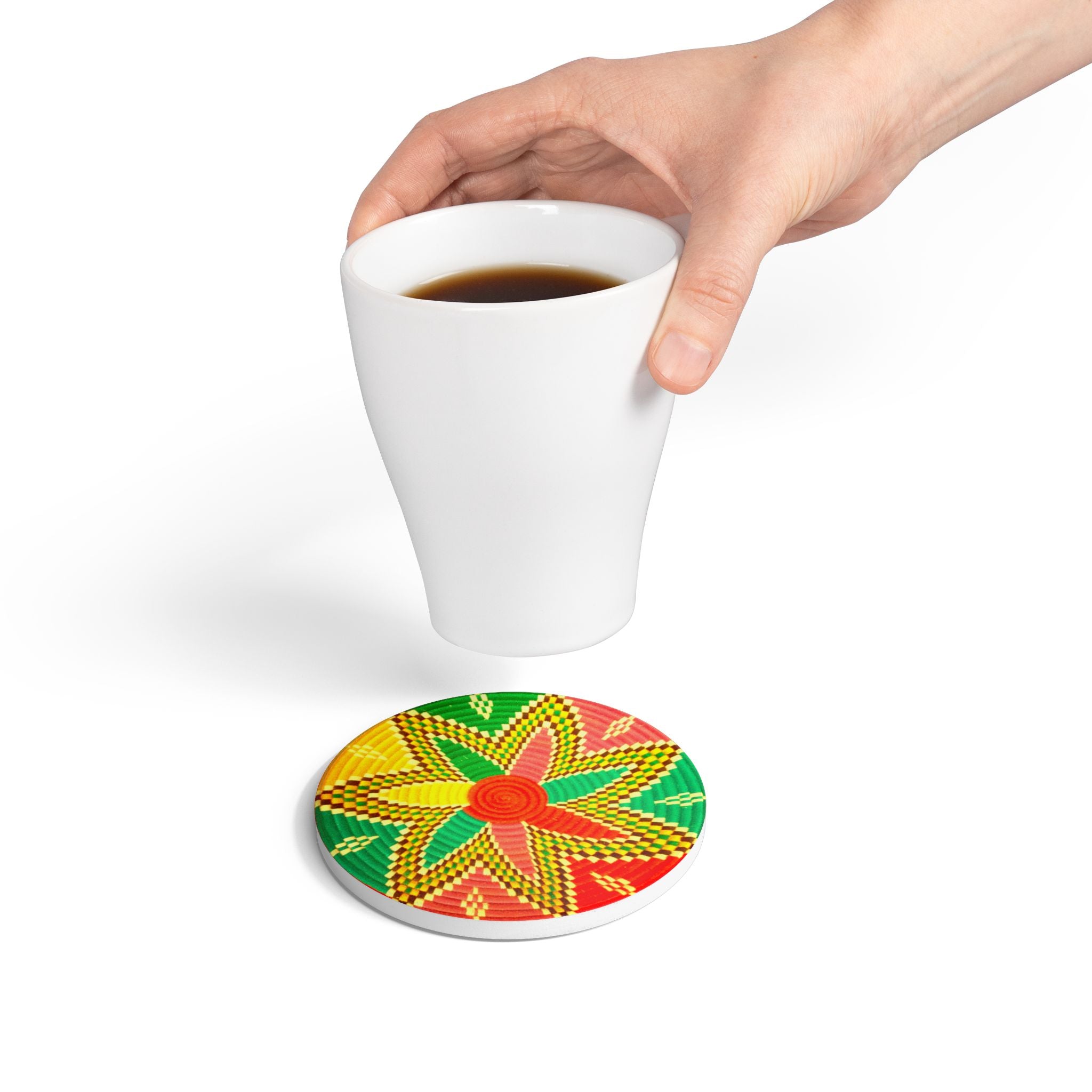 Traditional Pattern Ceramic Coaster | Cultural Tile Design