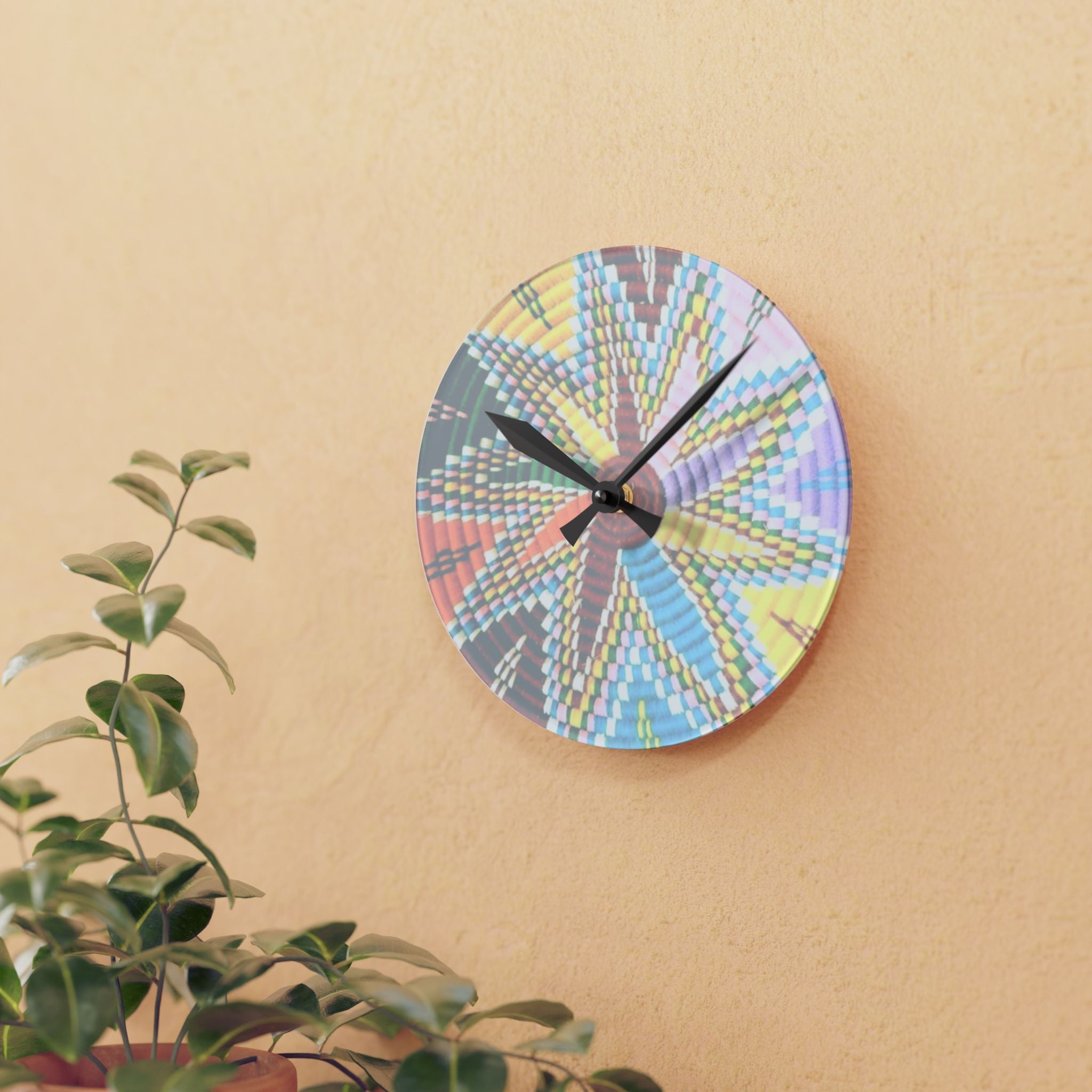 Acrylic Wall Clock — Pastel Geometric Starburst Decorative Clock
