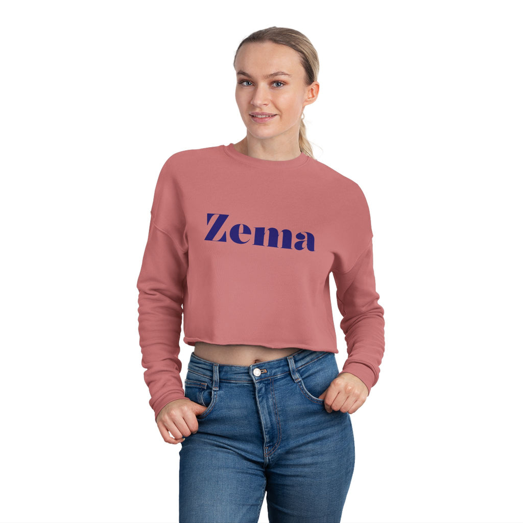 Mauve Cropped Sweatshirt — 'Zema' Navy Logo