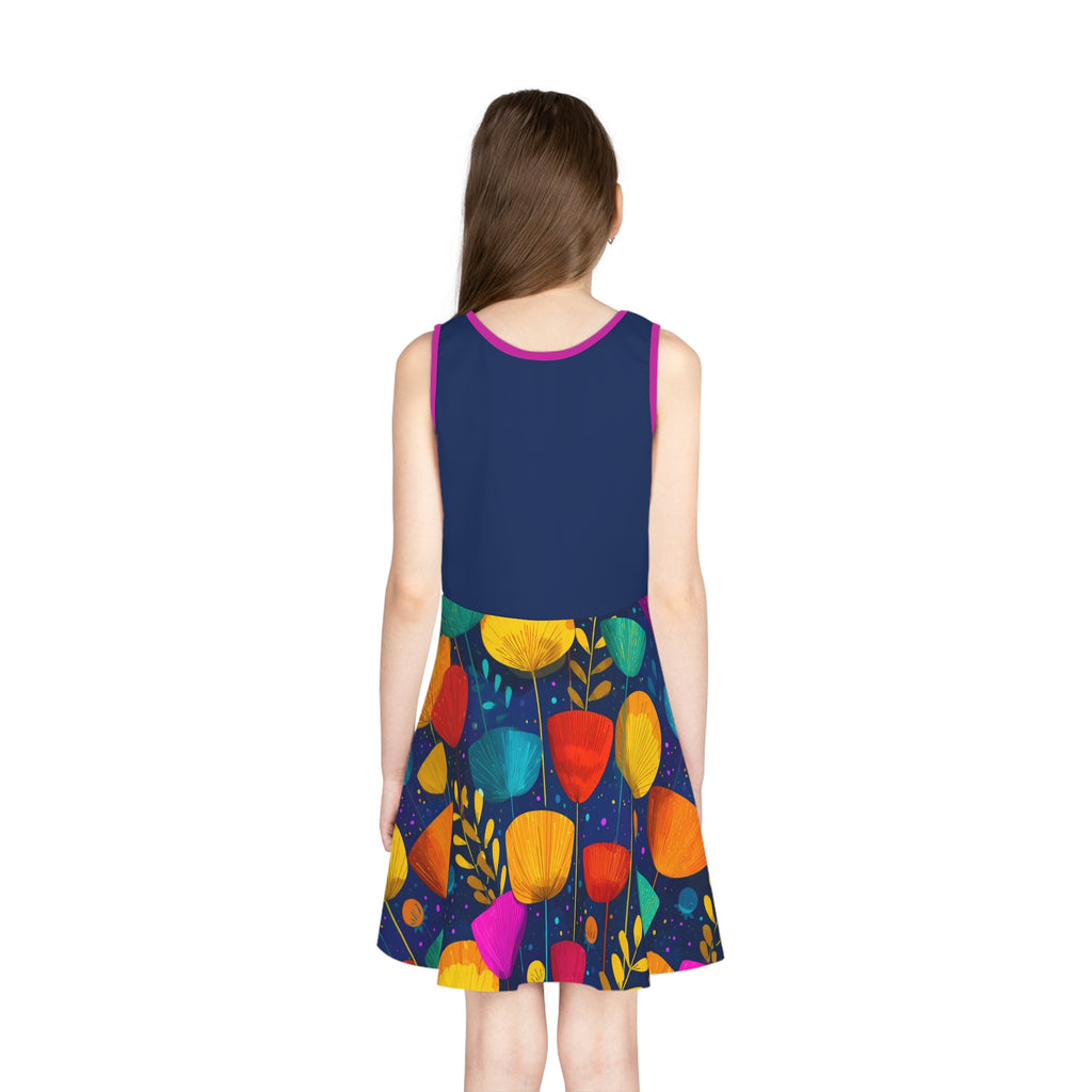 ZEMA Girls Floral Sundress — Bright Poppy Print Dress
