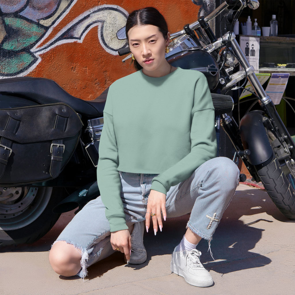 Cropped Sweatshirt — 'Zema' Navy Logo on Mint Green