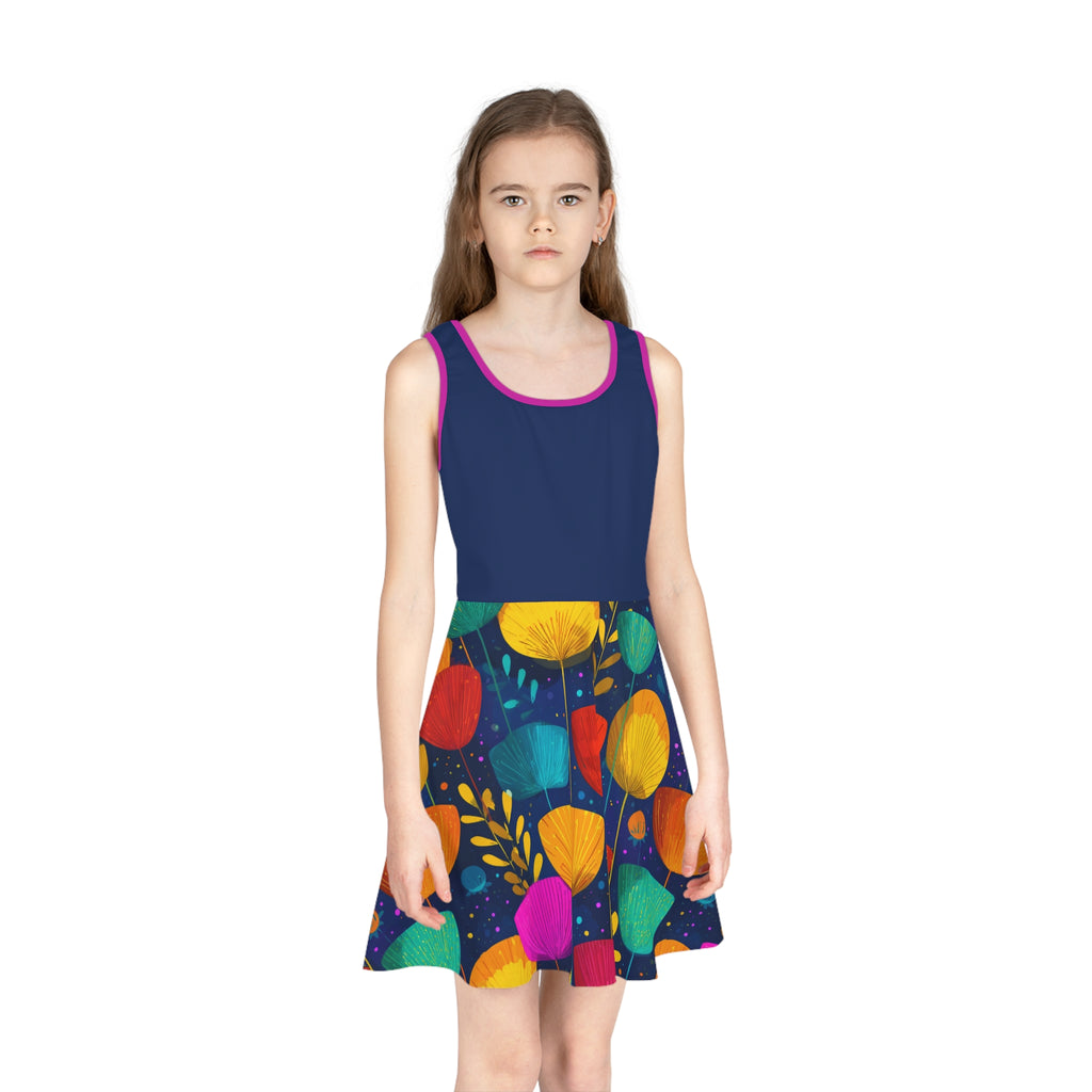 ZEMA Girls Floral Sundress — Bright Poppy Print Dress