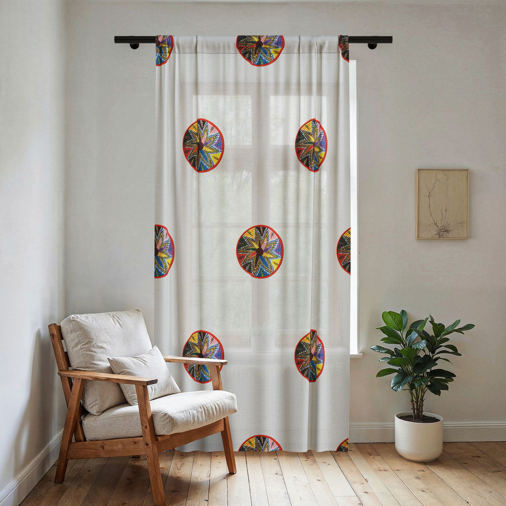 Colorful Sheer Window Curtain — Vibrant Cultural Home Drapery