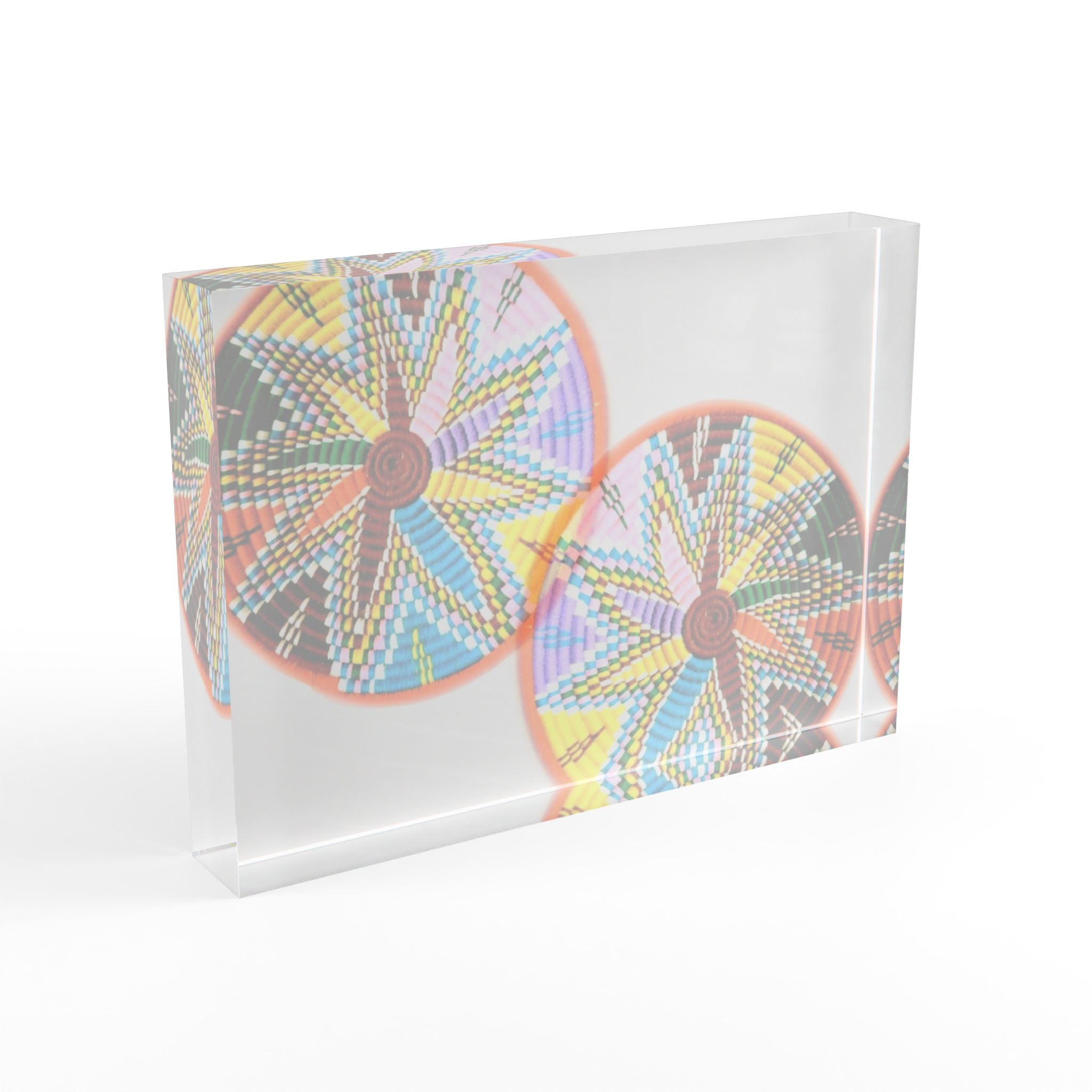 Abstract Starburst Photo Block — Colorful Geometric Desk Décor