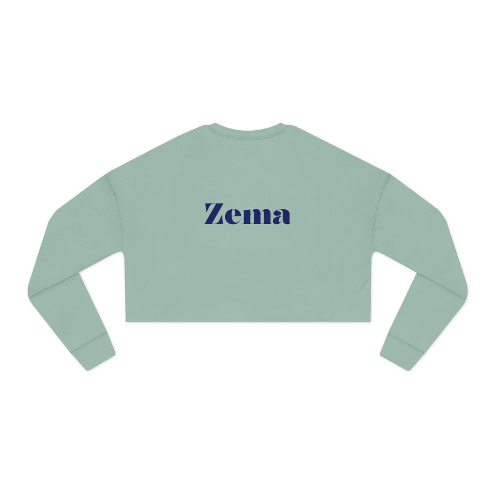 Cropped Sweatshirt — 'Zema' Navy Logo on Mint Green