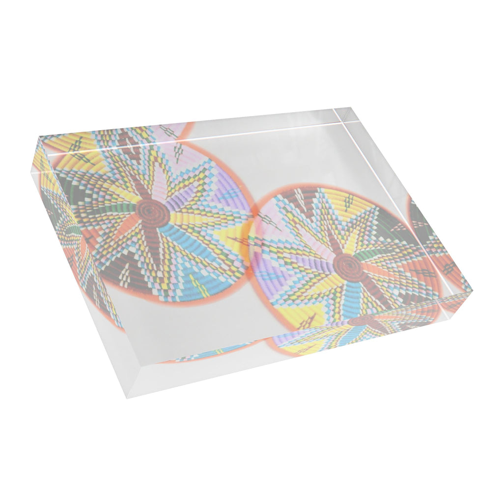 Abstract Starburst Photo Block — Colorful Geometric Desk Décor