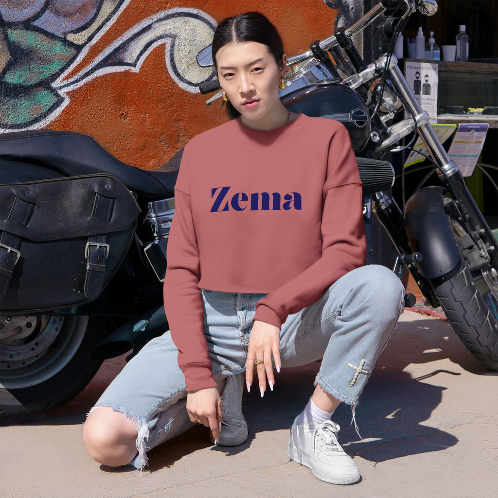 Mauve Cropped Sweatshirt — 'Zema' Navy Logo