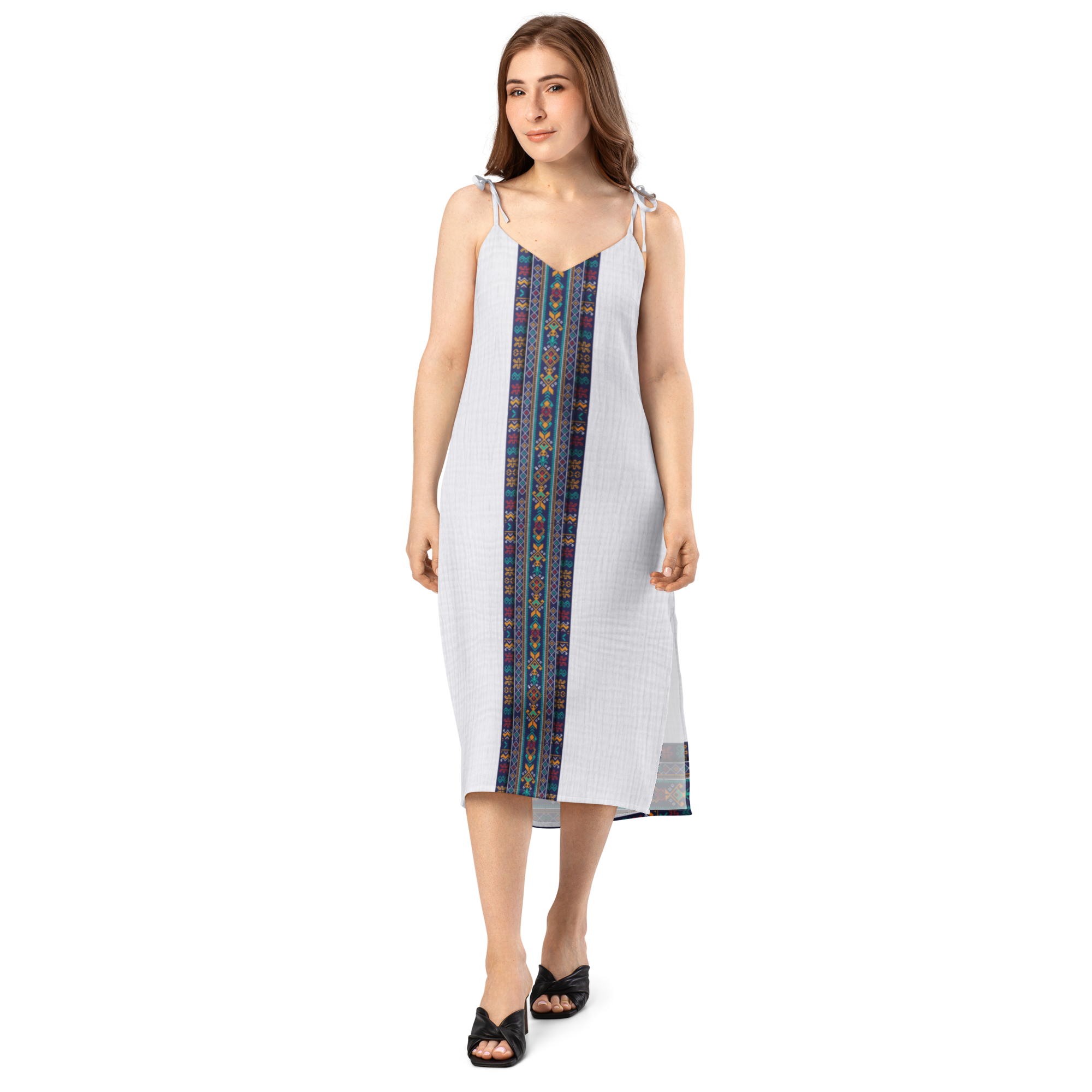 BARI Tie-strap midi dress