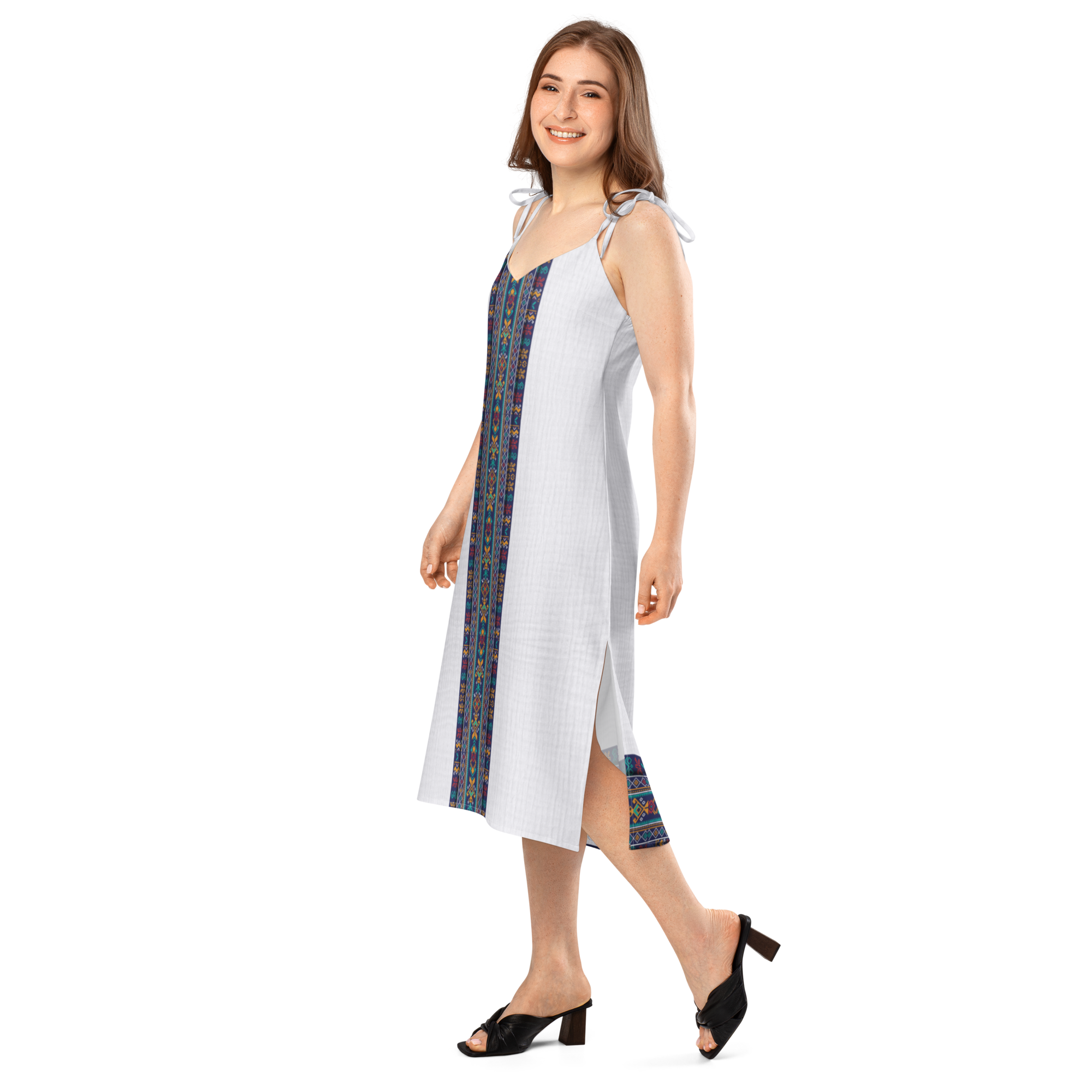 BARI Tie-strap midi dress