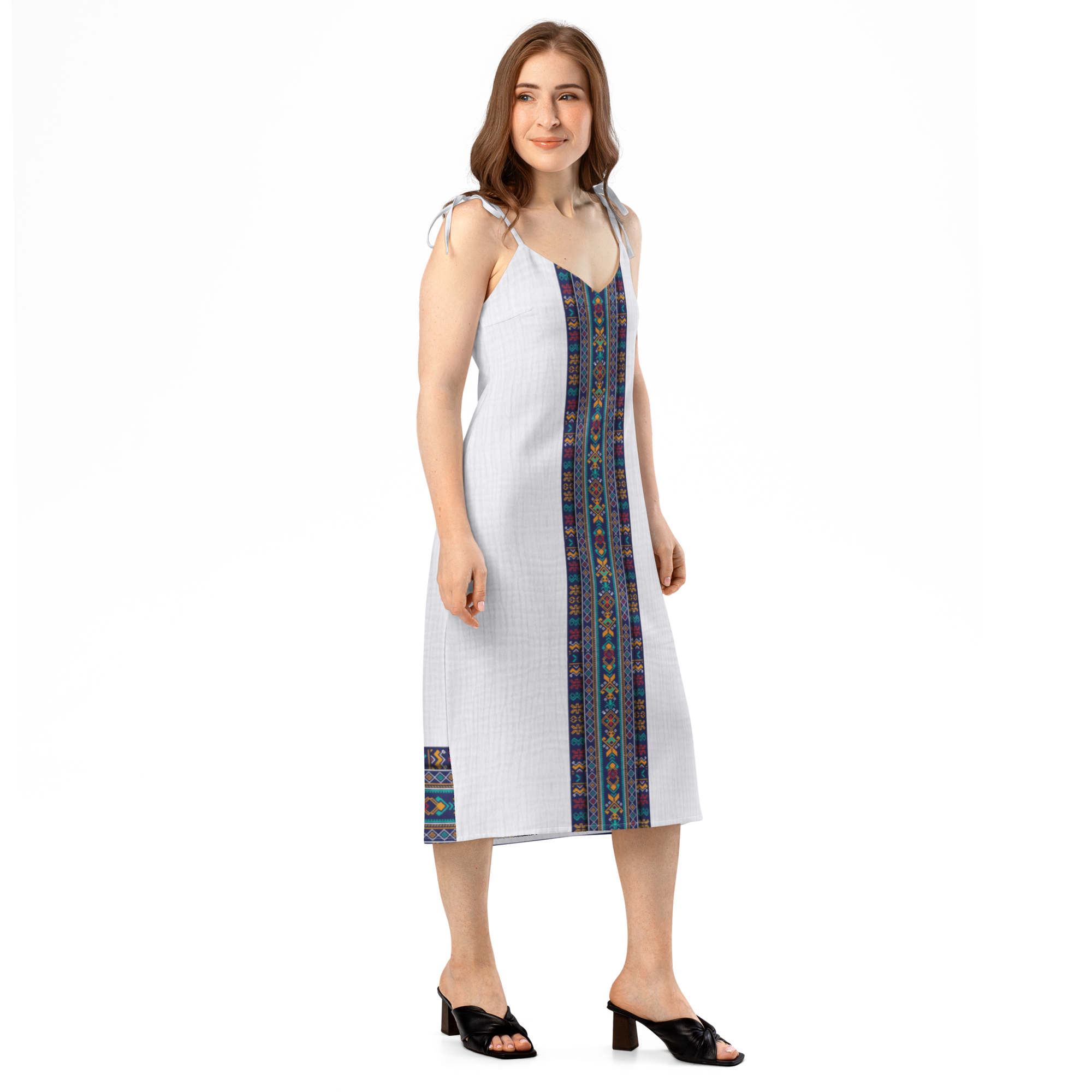 BARI Tie-strap midi dress