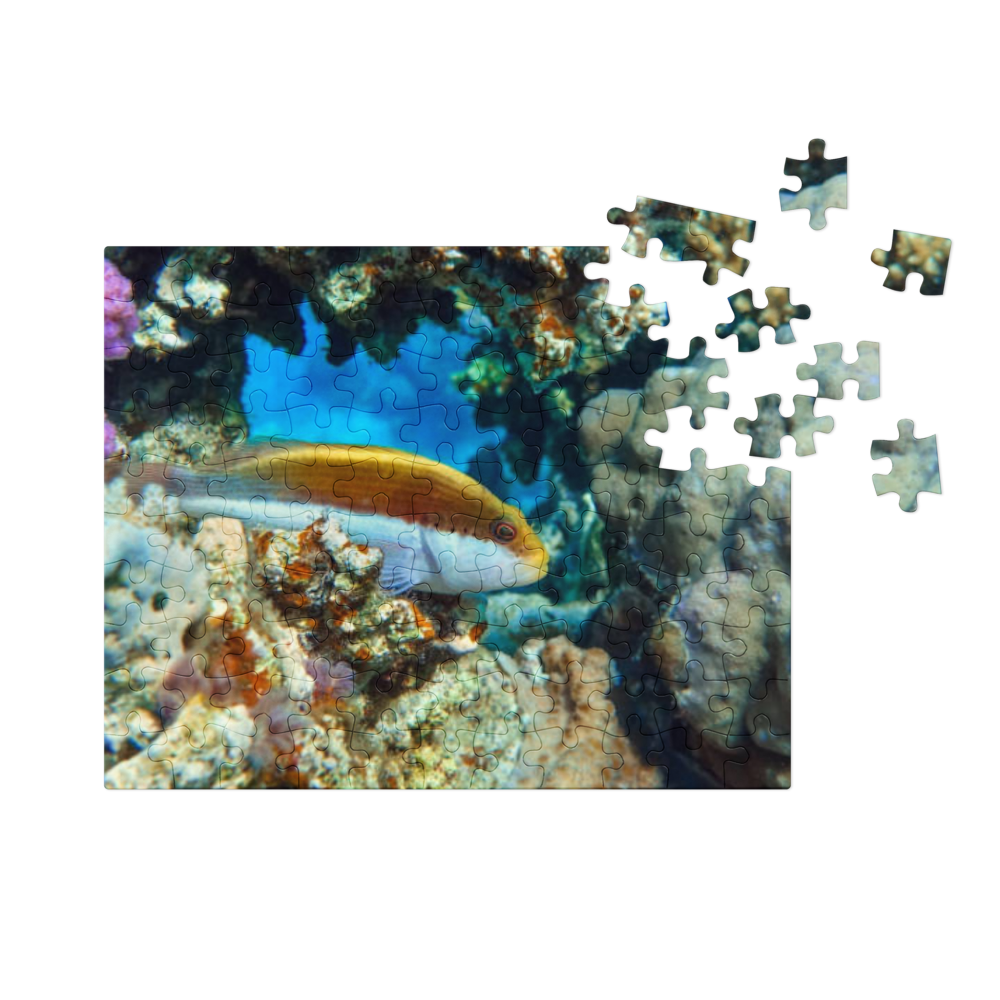 Jigsaw puzzle with tin