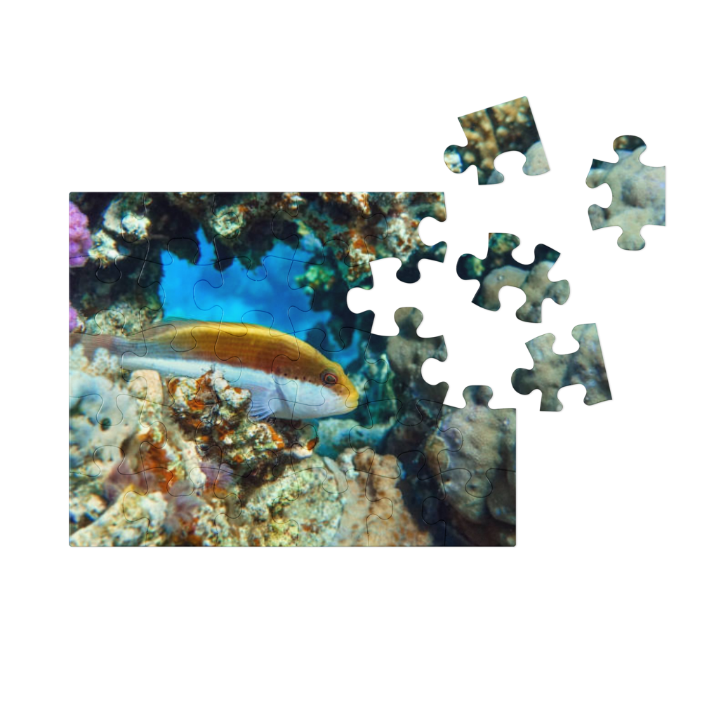 Jigsaw puzzle with tin
